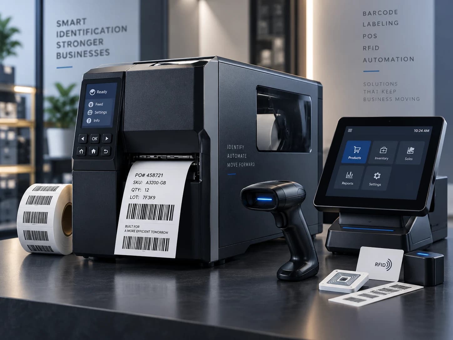 Industrial barcode printer, scanner, POS terminal and RFID solutions